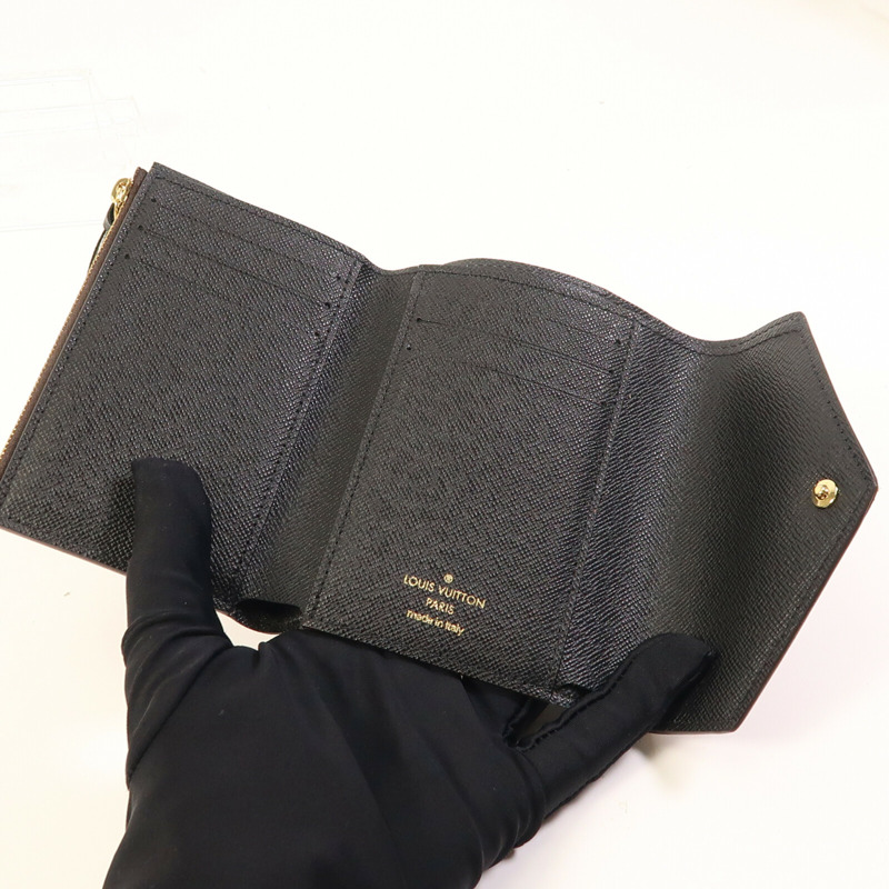 LOUIS VUITTON Monogram/Monogram Reverse Victorine Wallet金扣錢包棕色-10