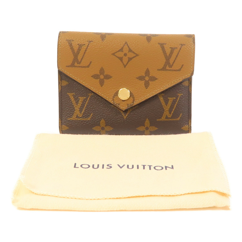 LOUIS VUITTON Monogram/Monogram Reverse Victorine Wallet金扣錢包棕色-14