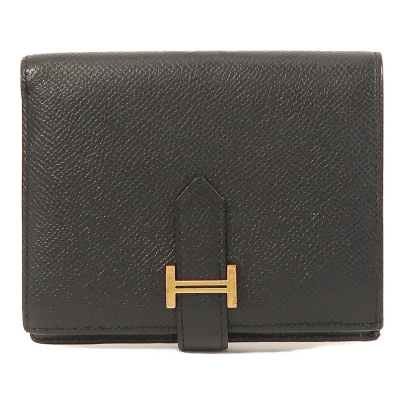 HERMES Epsom皮革Bearn Compact Wallet金扣錢包-0