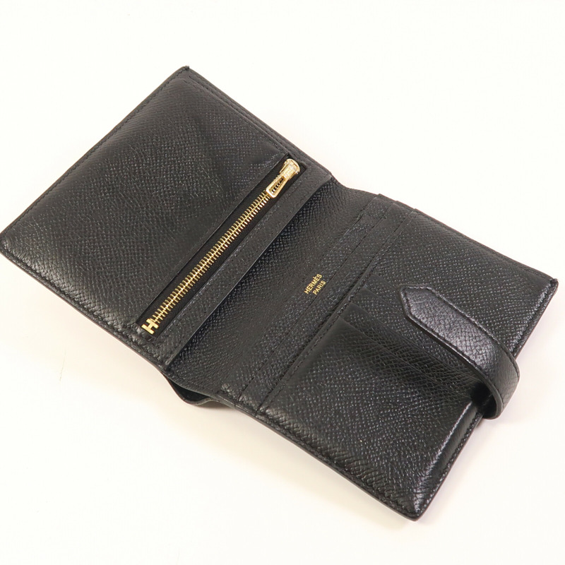 HERMES Epsom皮革Bearn Compact Wallet金扣錢包-9
