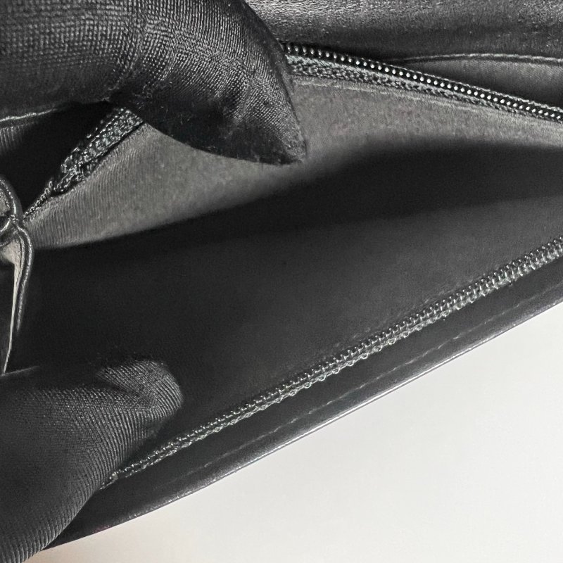 CHANEL BOY對開長夾羊皮黑 24開-5