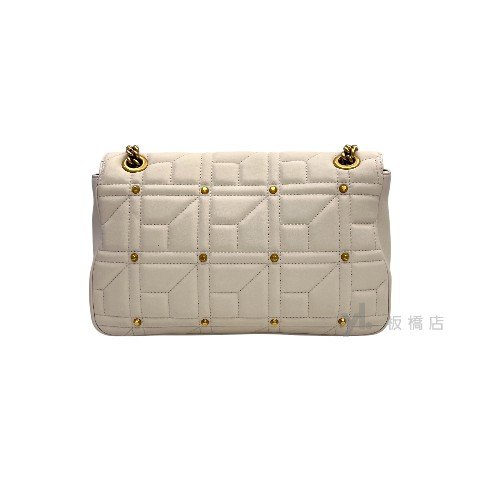 Gucci包包 Marmont白牛皮方塊紋鉚釘大號肩背包443496-3