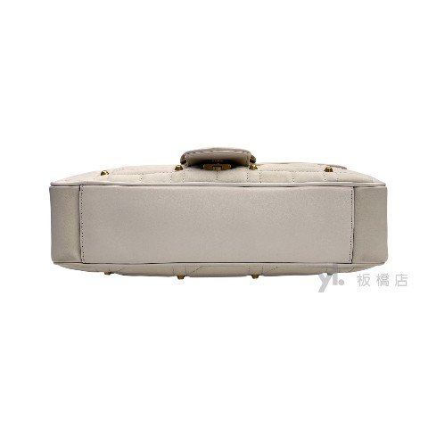 Gucci包包 Marmont白牛皮方塊紋鉚釘大號肩背包443496-4