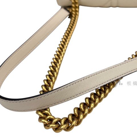 Gucci包包 Marmont白牛皮方塊紋鉚釘大號肩背包443496-6