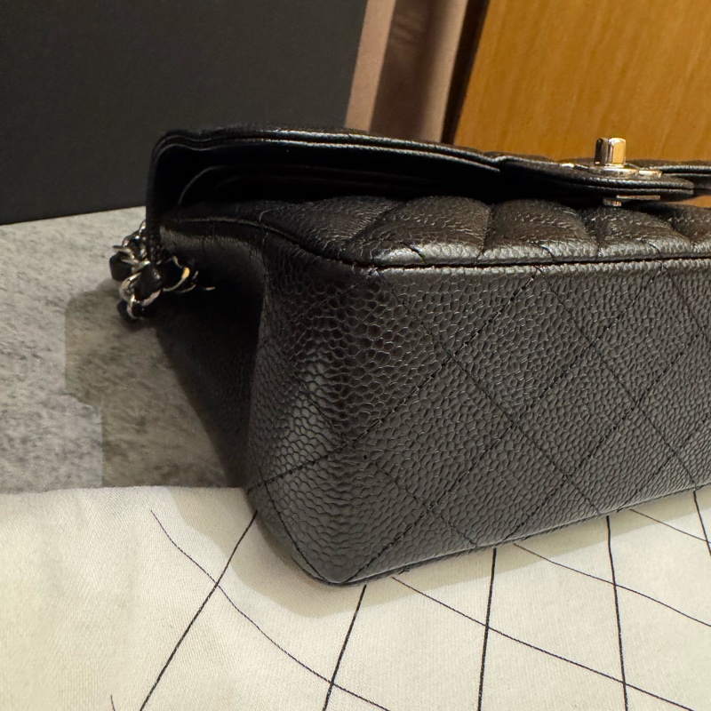 CHANEL cf 23公分 芯片款 黑銀 大全配-5