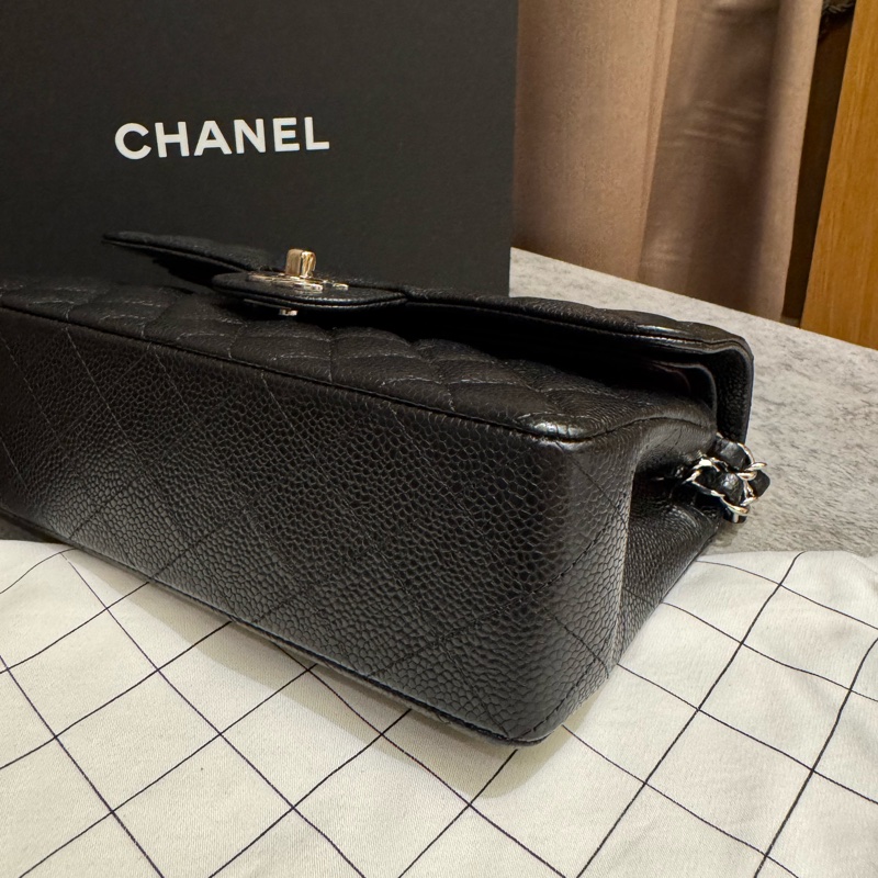 CHANEL cf 23公分 芯片款 黑銀 大全配-6