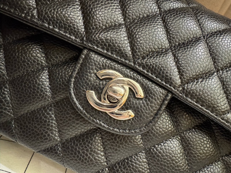 CHANEL cf 23公分 芯片款 黑銀 大全配-9