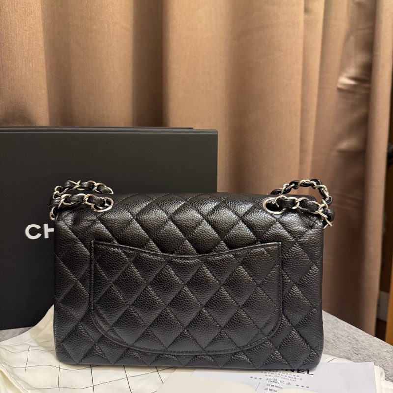 CHANEL cf 23公分 芯片款 黑銀 大全配-12