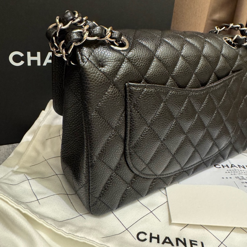 CHANEL cf 23公分 芯片款 黑銀 大全配-13