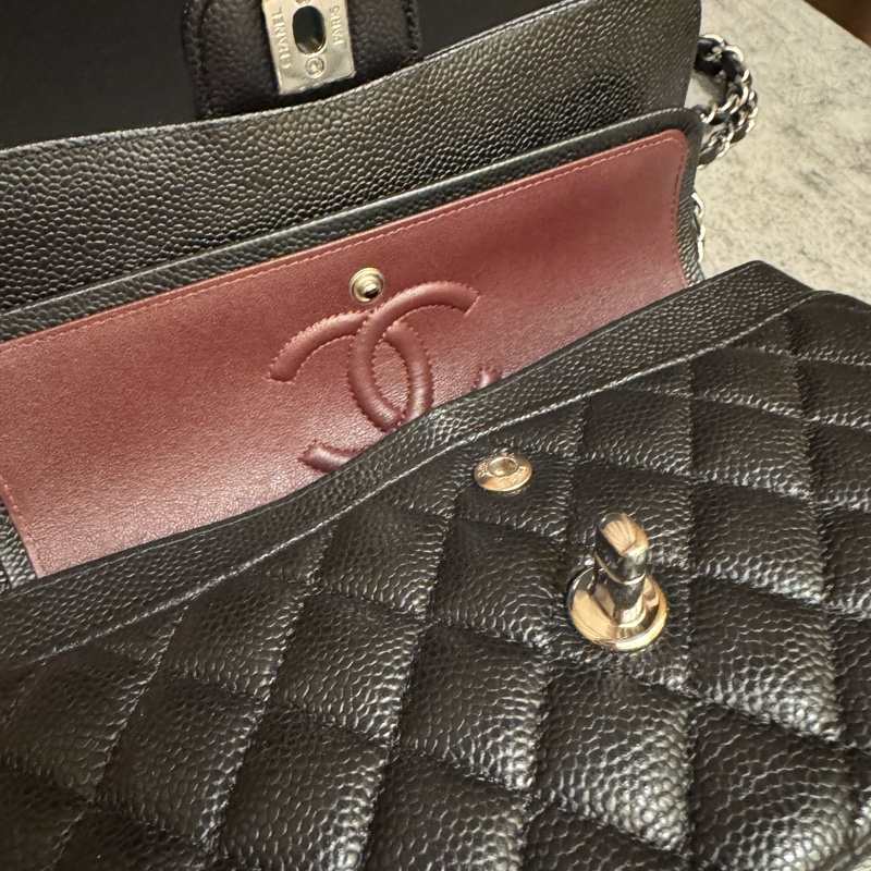 CHANEL cf 23公分 芯片款 黑銀 大全配-22