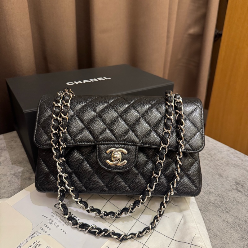 CHANEL cf 23公分 芯片款 黑銀 大全配-24