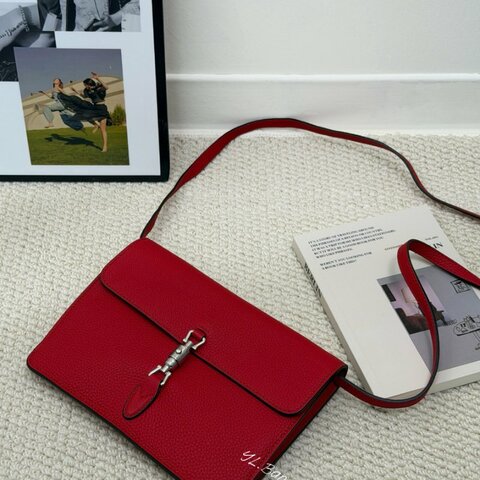 GUCCI Jackie1961紅牛皮下蓋斜背包364435