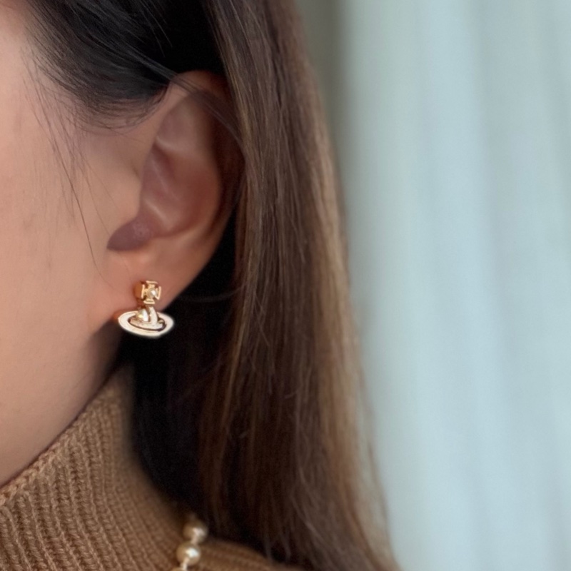 Vivienne Westwood🪐 琺瑯珍珠耳環Simonetta Bas Relief-0