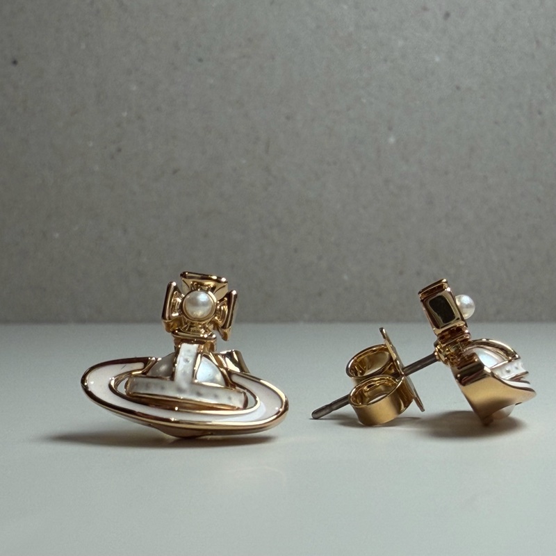 Vivienne Westwood🪐 琺瑯珍珠耳環Simonetta Bas Relief-4