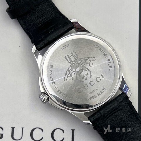 GUCCI手錶 SS黑面GG38mm石英錶-2