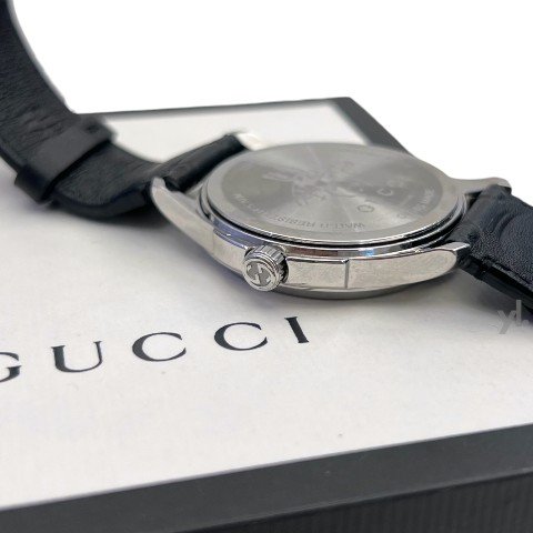 GUCCI手錶 SS黑面GG38mm石英錶-3