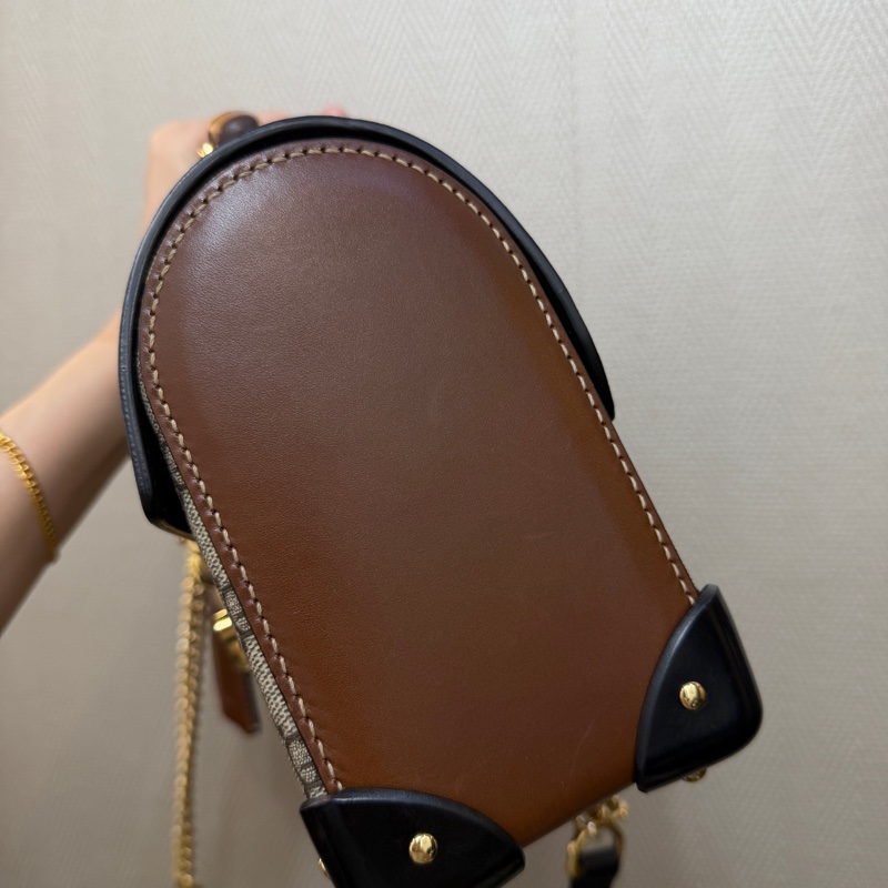 Gucci PVC咖牛皮Padlock金釦竹節手把手提斜背包-2