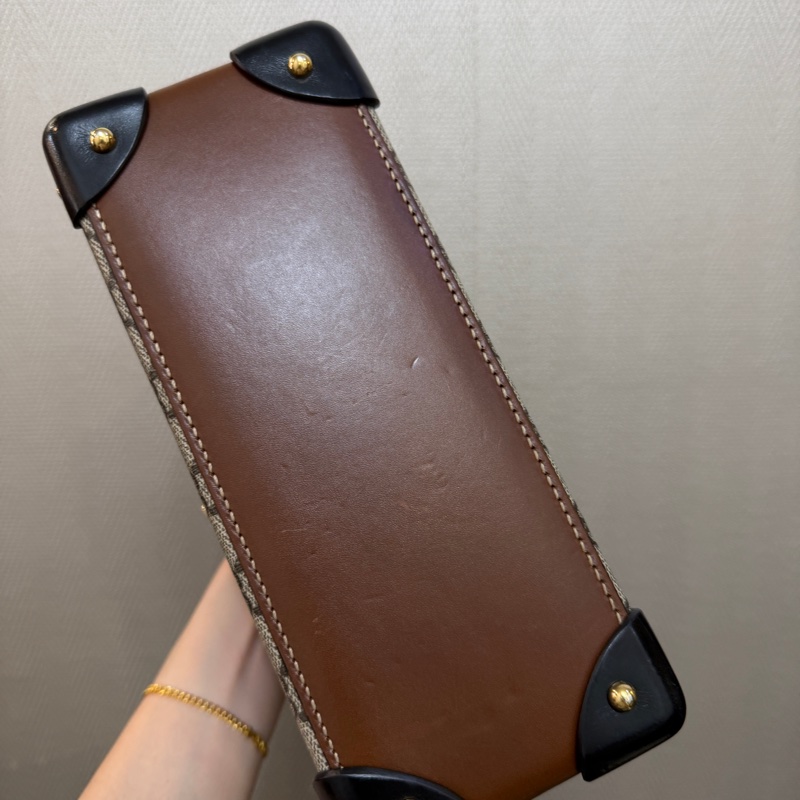 Gucci PVC咖牛皮Padlock金釦竹節手把手提斜背包-6