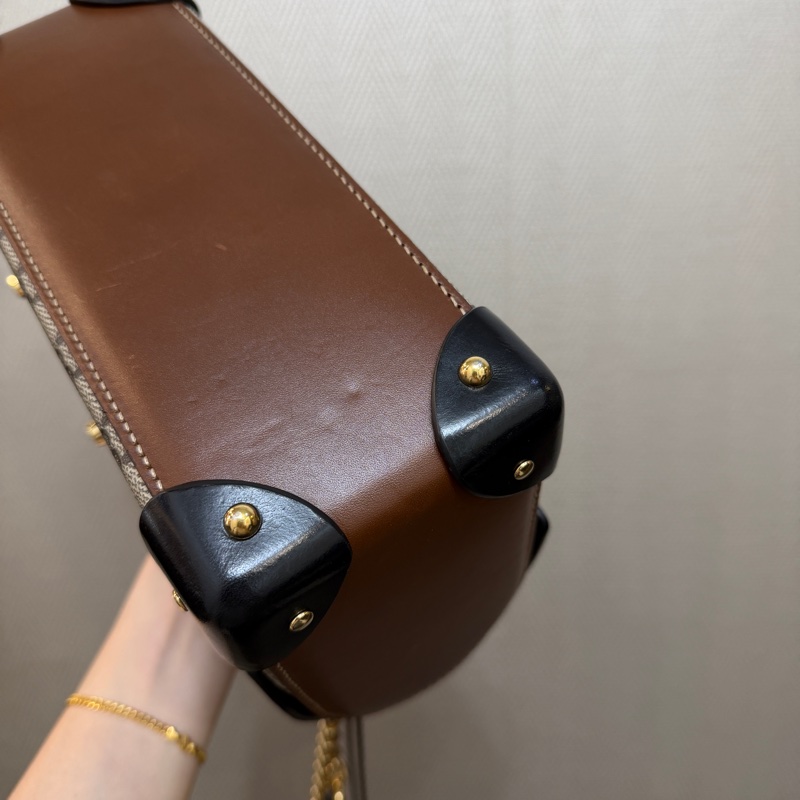 Gucci PVC咖牛皮Padlock金釦竹節手把手提斜背包-8