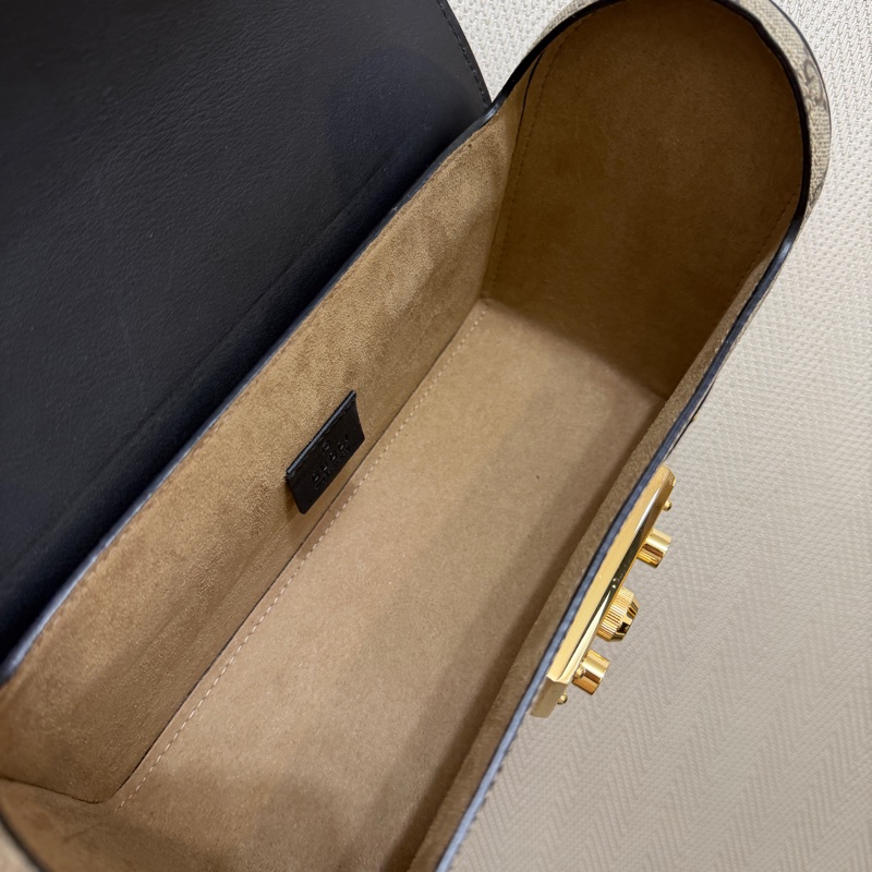 Gucci PVC咖牛皮Padlock金釦竹節手把手提斜背包-12