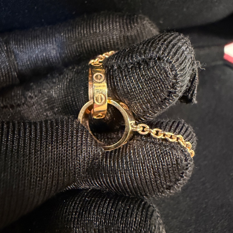Cartier 750玫瑰金Love雙圈項鍊CRB7212300-3