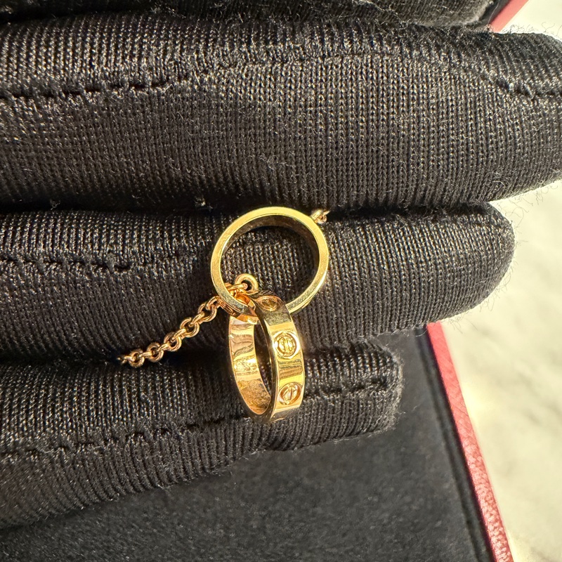 Cartier 750玫瑰金Love雙圈項鍊CRB7212300-5