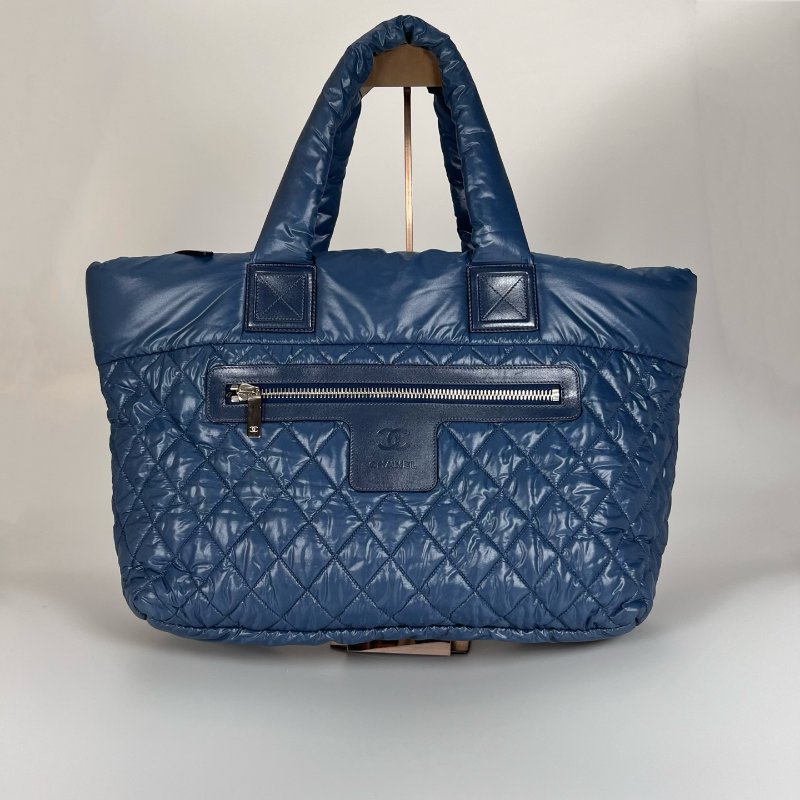 CHANEL 空氣羽絨包 藍 1開-1