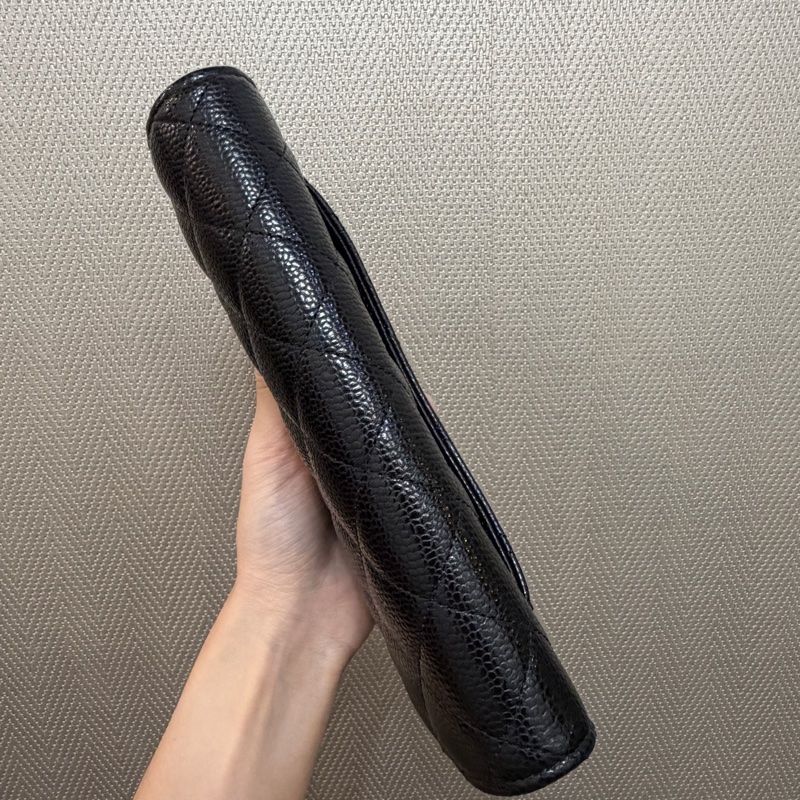 Chanel 黑荔枝皮金釦下蓋12卡長夾AP0241-4