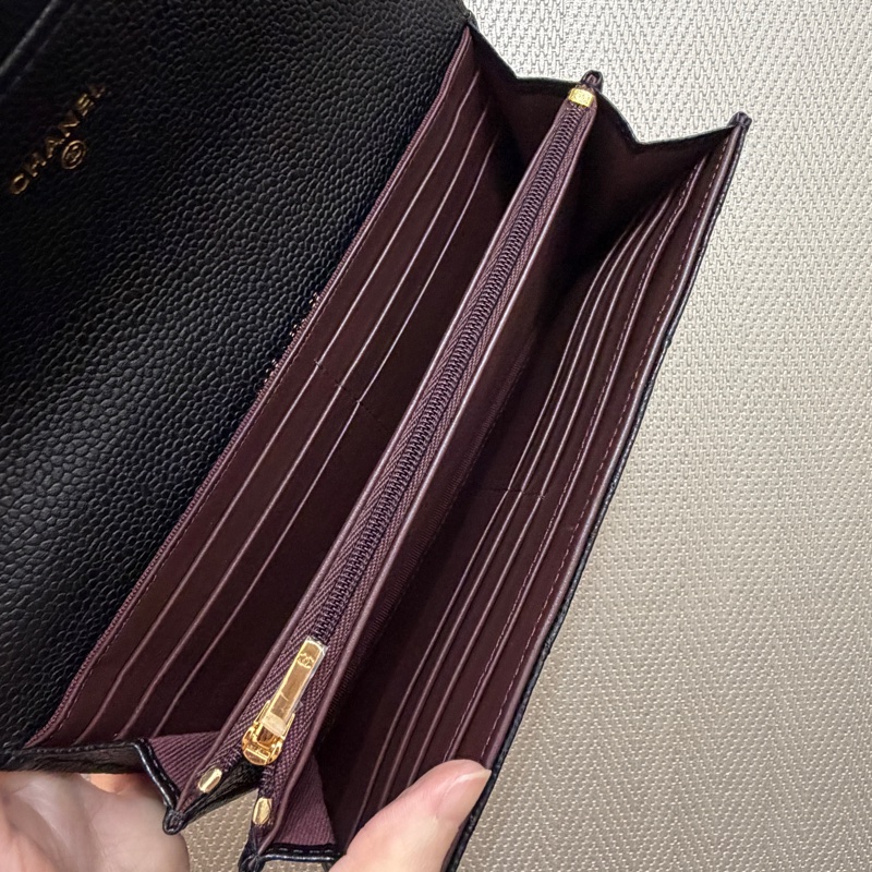 Chanel 黑荔枝皮金釦下蓋12卡長夾AP0241-11