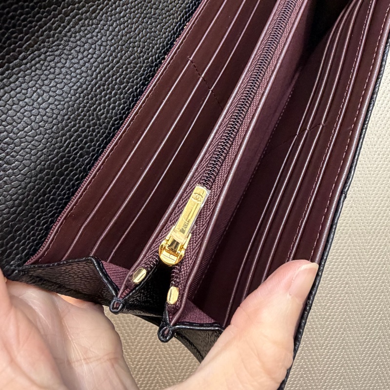 Chanel 黑荔枝皮金釦下蓋12卡長夾AP0241-12