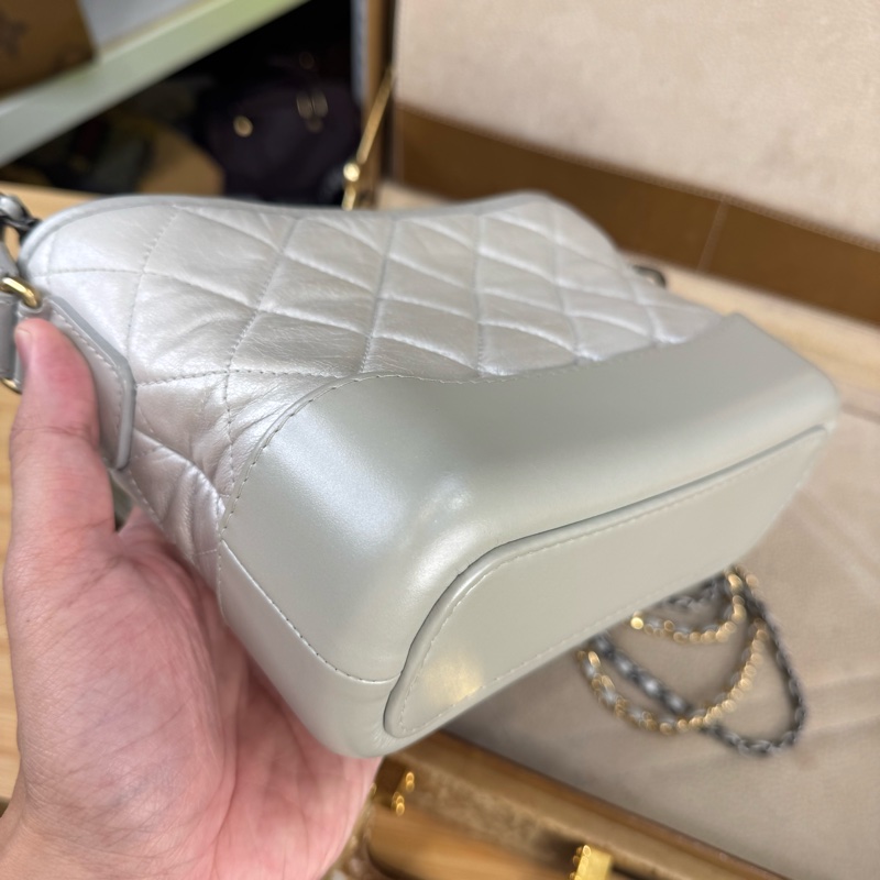 上架中🔑Chanel 珍珠灰菱格小款流浪包-8