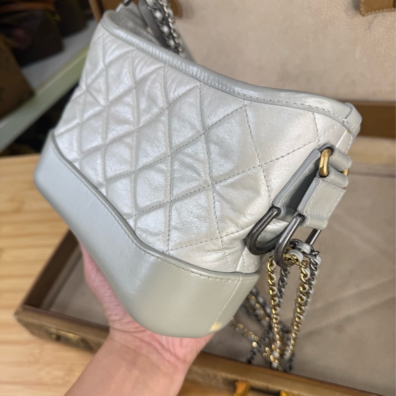 上架中🔑Chanel 珍珠灰菱格小款流浪包-9