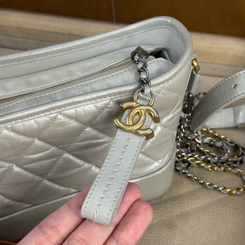 上架中🔑Chanel 珍珠灰菱格小款流浪包-17