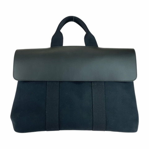 愛馬仕 Valparaiso MM 黑色人字紋皮革手提包，配銀色五金配件，女士款