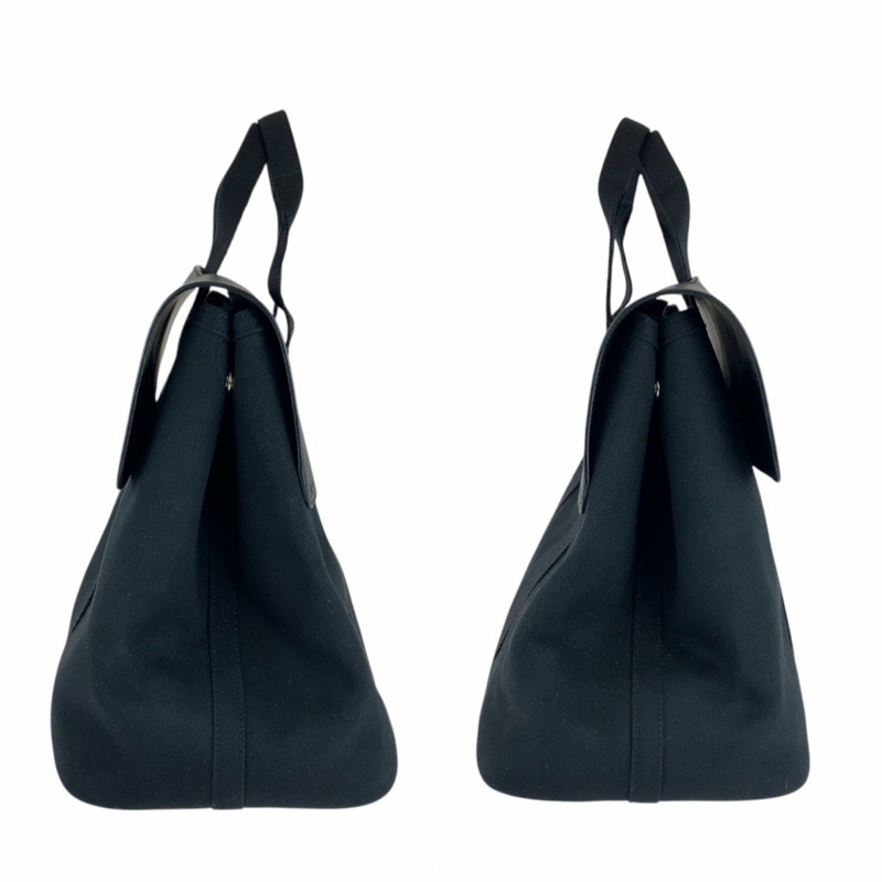 愛馬仕 Valparaiso MM 黑色人字紋皮革手提包，配銀色五金配件，女士款-6