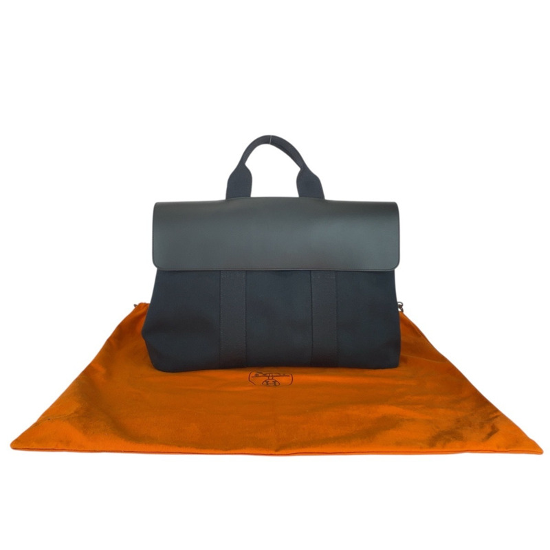 愛馬仕 Valparaiso MM 黑色人字紋皮革手提包，配銀色五金配件，女士款-9