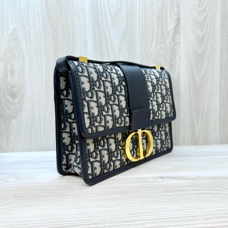 DIOR藍緹花布金釦蒙田30系列側背包M9208UTZQ-3