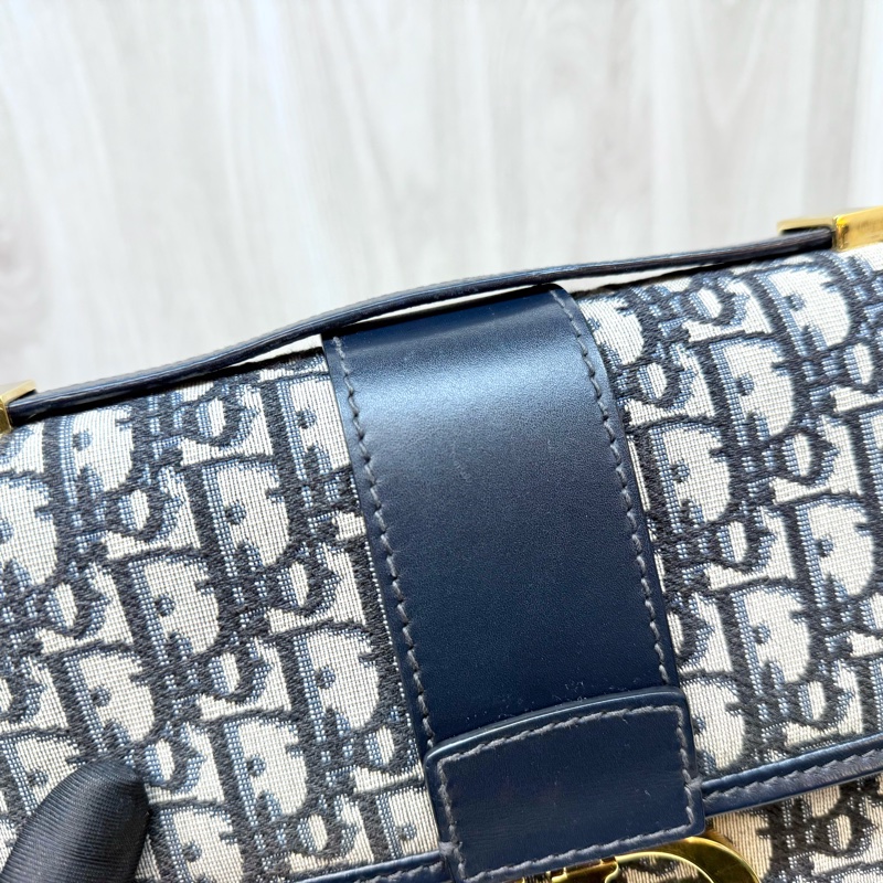 DIOR藍緹花布金釦蒙田30系列側背包M9208UTZQ-17