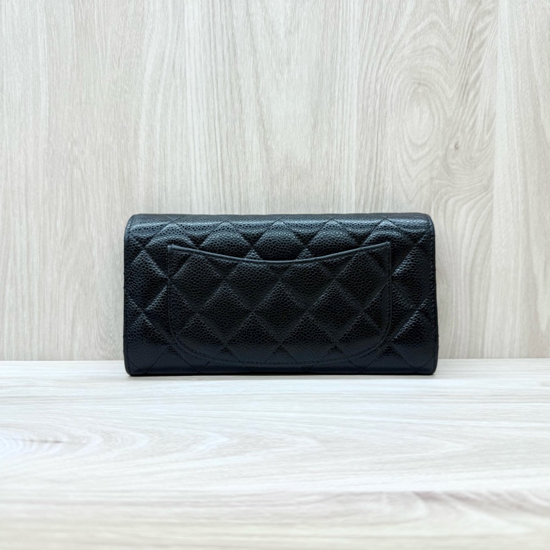 Chanel黑金荔枝牛皮下蓋12卡下蓋長夾AP0241-1