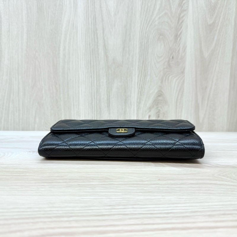 Chanel黑金荔枝牛皮下蓋12卡下蓋長夾AP0241-4