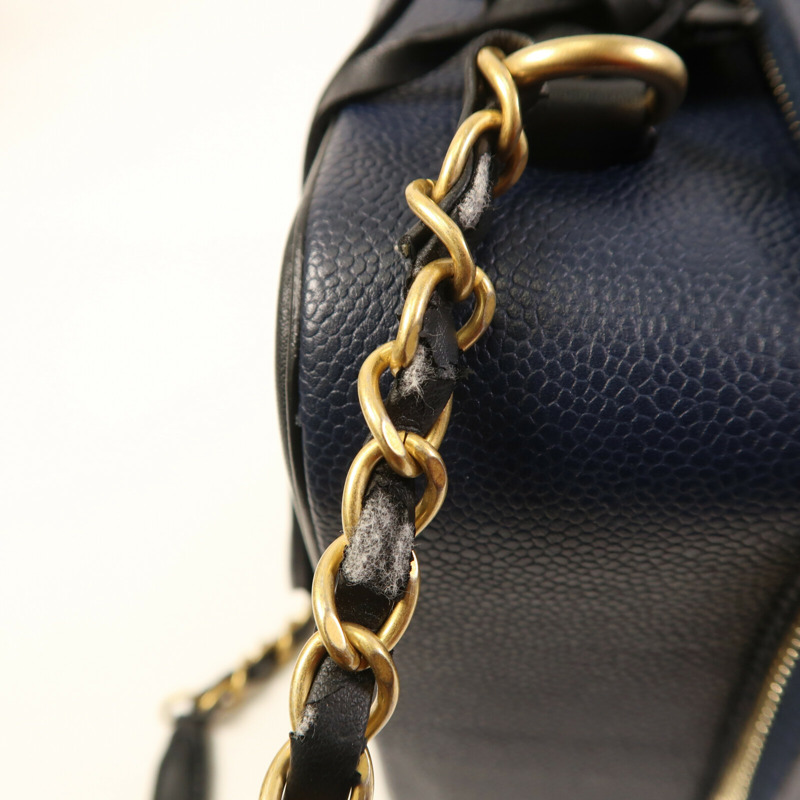 CHANEL 牛皮皮革Filigree Vanity Case金扣手挽肩背兩用袋-10