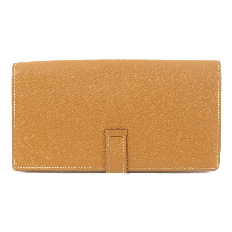 HERMES Epsom皮革Bearn W Snap Wallet銀扣長錢包Gold-1