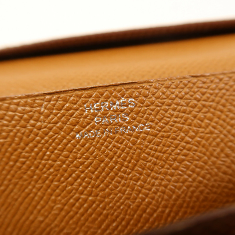 HERMES Epsom皮革Bearn W Snap Wallet銀扣長錢包Gold-10