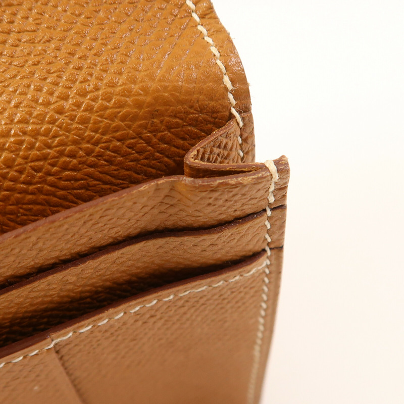 HERMES Epsom皮革Bearn W Snap Wallet銀扣長錢包Gold-12