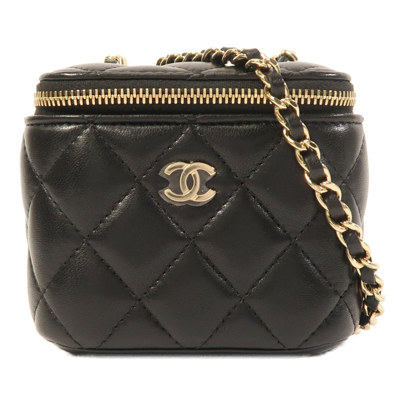 CHANEL 羊皮皮革Mini Vanity Case金扣鏈帶肩背袋-0