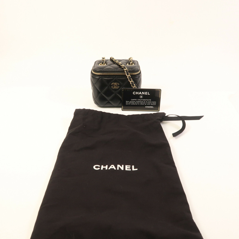CHANEL 羊皮皮革Mini Vanity Case金扣鏈帶肩背袋-15