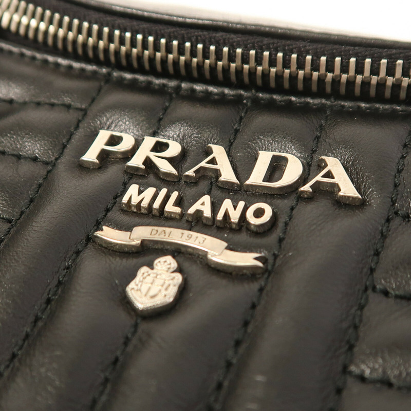 PRADA 牛皮皮革Shoulder Bag銀扣鏈帶肩背袋/腰包-9