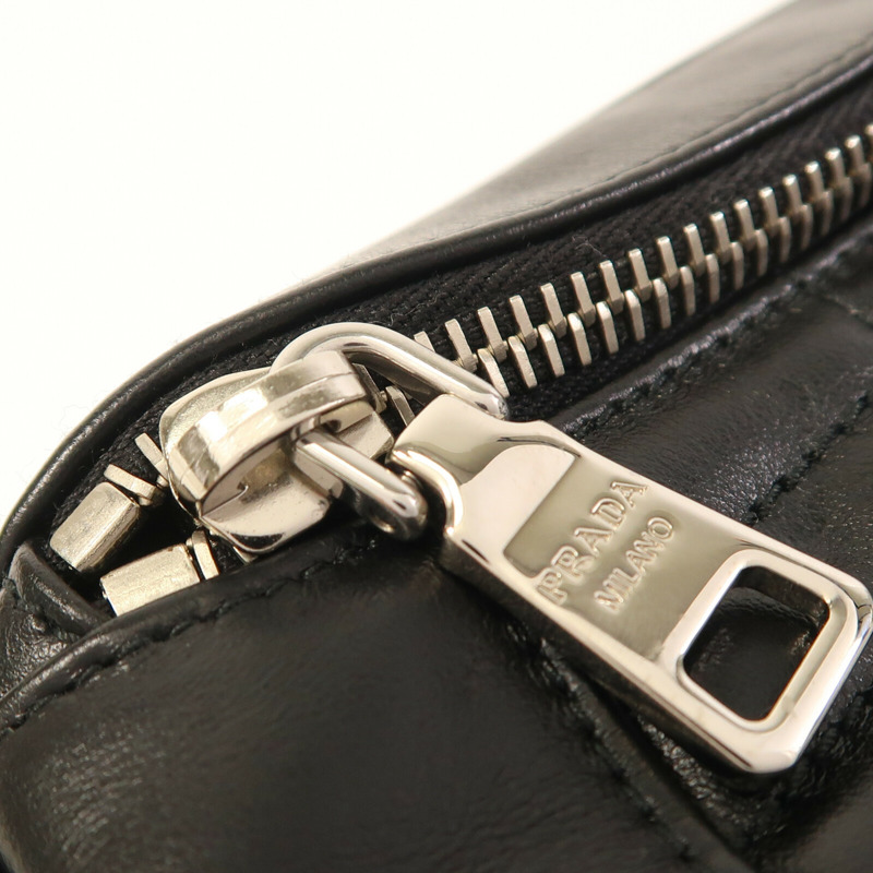 PRADA 牛皮皮革Shoulder Bag銀扣鏈帶肩背袋/腰包-10