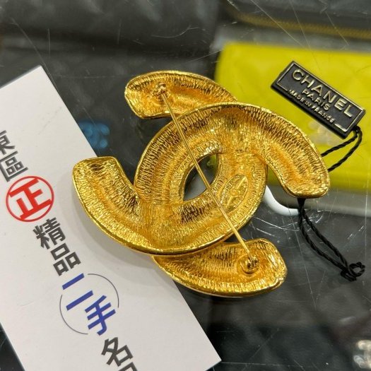 東區正精品㊣CHANEL Vintage 小鳥系列香奈兒金色雙C LOGO 菱格紋胸針別針 RZ6135-4