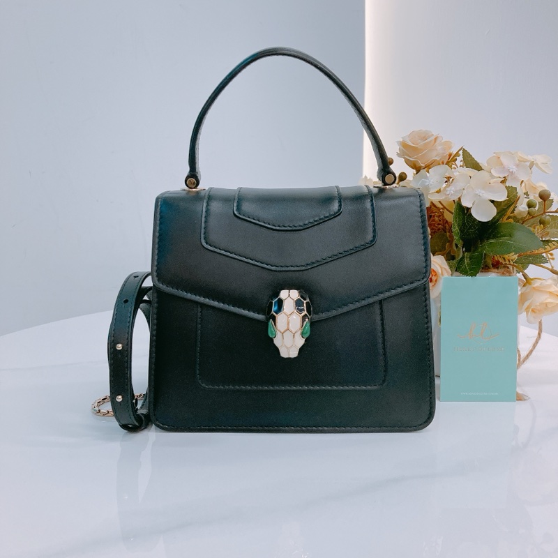 MS0469 BVLGARI 寶格麗蛇頭標誌翻蓋式鍊帶包包SERPENTI FOREVER TOP HANDLE CALFSKIN-0